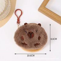 Linda mignon peluche capybara porte-monnaie poupée pendentif porte-clés Capibara perlé casque sac Mini sac de rangement