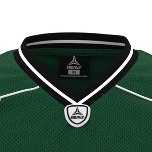 Camiseta Deportiva HEALY Verde y Negra con Contraste, Estilo Americano, Malla Transpirable, Cuello en V, Ligera, para Fútbol - Product Image 4