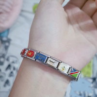 BINSHUO vente en gros bijoux en acier inoxydable personnalisés italien 18 lettres couleur motif de charme modules combinés aléatoires en 1 Bracelets