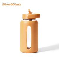 Nouvelle tasse à eau portable en verre de 600 ml avec échelle graduée, couvercle de protection en silicone anti-brûlure et paille – Tasse à boire réutilisable pour jus – Vente en gros