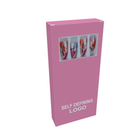 Boîte de paquet de faux ongles vides imprimés personnalisés boîte d'emballage d'ongles à pression de marque privée boîtes d'ongles roses à dessus transparent avec fenêtre