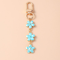 Porte-clés KC1449 avec fermoir cœur, fleur, fausse perle, pendentif floral en émail, breloque de sac mignonne pour femme