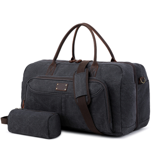 Sac polochon en toile unisexe de haute qualité avec fermeture à glissière élégant toile voyage fourre-tout Weekender nuit <span class=keywords><strong>Gym</strong></span> <span class=keywords><strong>dos</strong></span> sac à main - Product Image 1
