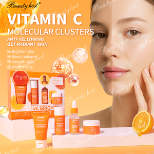 Juego de viaje VC para el cuidado de la piel de alta calidad, 4 Uds., VC, limpiador brillante, tóner, suero, crema, vitamina C, blanqueamiento, Kit de viaje antimanchas - Product Image 4