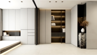 Armoire de rangement moderne à LED, en panneaux de particules, avec porte battante, intelligente, grande capacité, verrouillable, simple, pour chambre, hôtel, villa