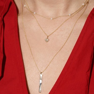 Gemnel personalizzato 925 gioielli in argento 14k <span class=keywords><strong>oro</strong></span> pavimenta diamante cuore collane - Product Image 4