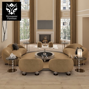 Sofá Curvo Moderno <span class=keywords><strong>de</strong></span> Lujo Directo <span class=keywords><strong>de</strong></span> Fábrica, Tapizado en Tela Beige, Estilo Europeo, Sofá Seccional, Sofá <span class=keywords><strong>de</strong></span> Dos Plazas para Villa - Product Image 1