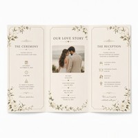 Brochure de mariage personnalisée tri-pliée, format C-Fold A4, design classique et élégant pour la promotion des lieux de mariage et des planificateurs de mariages, faible MOQ