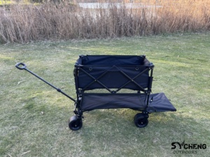 Carro plegable de dos pisos, carro plegable resistente con piso inferior, ruedas grandes todoterreno para acampar, pescar - Product Image 3