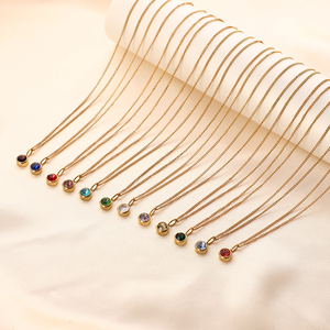 Collar de circón de piedra de cumpleaños de doce meses, joyería impermeable, collar de piedra de nacimiento de acero inoxidable de Color dorado para mujer - Product Image 1