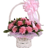 Panier à fleurs pâques en osier blanc, vide, avec tissu fait à la main