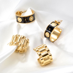 Wholesale Teacher <b>Titanium</b> Steel Geometric Ear Cuff Gold Plated Earrings - Product Image 2