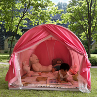 Tente de princesse portable d'intérieur pour filles Belle maison en coton rose Abri spatial secret pour enfants