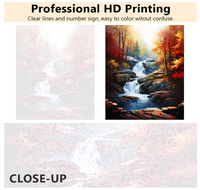 Peinture par numéros pour adultes, paysage forestier d'automne avec cascade, kit de peinture acrylique DIY sur toile imprimée, décoration murale paysage d'automne