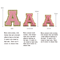 Sur Chenille Patches Glitter Coloré 6.5cm Tissu Coton Or Anglais Lettres Fer À La Main Broderie Brodé Pvc Paillettes