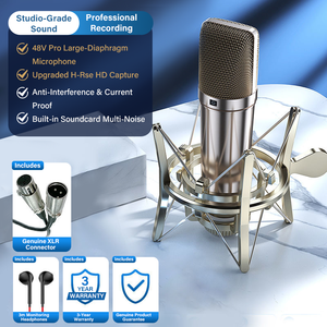 Kit de tarjeta de sonido de micrófono de condensador de aleación de Metal XLR con cable U87 de mano para grabación de Podcast transmisión <span class=keywords><strong>en</strong></span> <span class=keywords><strong>vivo</strong></span> Uso de estudio de <span class=keywords><strong>Radio</strong></span> - Product Image 5
