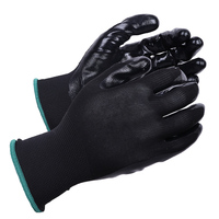 Gants de sécurité en polyester noir enduit de nitrile XINGYU 13 Gauge, vente en gros à bas prix, gants de travail en nitrile pour la sécurité au travail