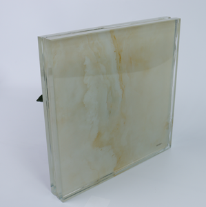Panneau décoratif en verre artistique céramique à motif pierre naturelle beige chaud pour la décoration intérieure moderne des résidences et des bureaux - Product Image 1