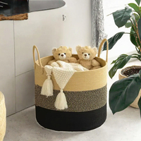 Panier à linge sale pliable en corde de coton, panier de rangement pour jouets tressé épaissi, panier de rangement de luxe léger pour cuisine et buanderie