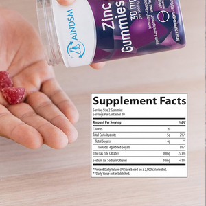 Gummies au zinc et à la baie de sureau en marque propre, sans sucre, gummies au zinc pour soutenir le système immunitaire, vitamine pour la santé de la peau et des yeux, gummies au zinc - Product Image 2