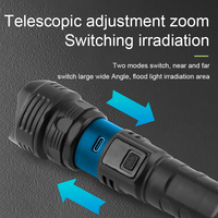 Lampe torche LED super lumineuse à zoom avec affichage numérique, longue portée, SOS, rechargeable par USB, étanche, pour camping en extérieur et situations d'urgence