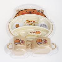 Ensemble de vaisselle pour enfants en PP, 7 pièces, motif dessin animé mignon, assiette compartimentée, bol, tasse, fourchette, cuillère, vaisselle de qualité alimentaire, écologique, durable, pour bébé