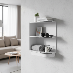 Mensola da parete Sunique 33x15x85 cm, scaffale portaoggetti in plastica a tre livelli, design minimalista per l'organizzazione del soggiorno - Product Image 4