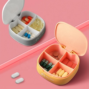 Travel Portable One Week 7 Days 4 Compartments per Case Round Pill Box medicine cases