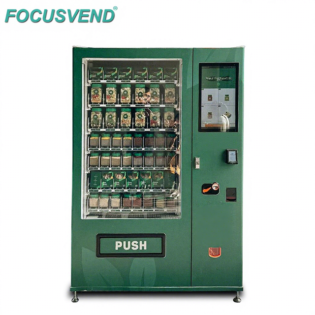 FOCUSVEND Automatic Fresh Fruit Salad Egg Sandwich Vegetable Food Vending Machine with QR Code Coin/Token Payment ADA Compliant