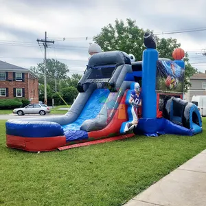 Großhandel Kinder Outdoor Party Jumper Combo Türsteher Mega Büffel Sport aufblasbare Bounce House Wasser rutsche