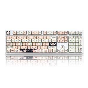 Çeşitli Türlerde Karikatür Tuş Başlıkları G108 Kablolu Mekanik Klavye Tam Anti-gölgelenme Kızlar için Uygun Ofis Çalışması Oyun Klavyesi - Product Image 4