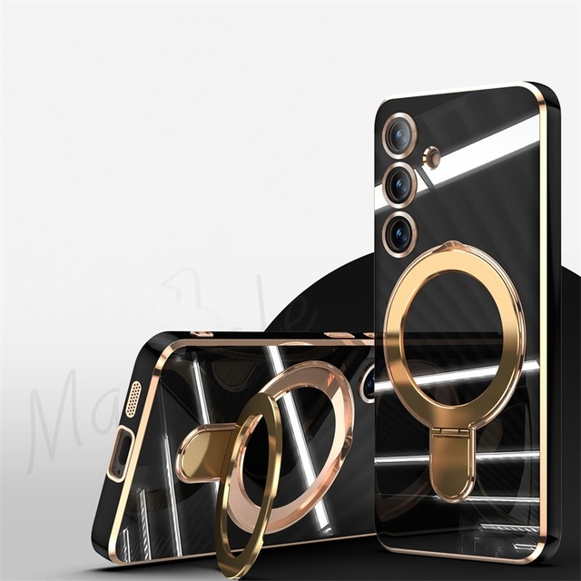 For Samsung S25 Ultra Phone Case Solid Color Stand Magnetic Shockproof Protective Cover Compatible with Samsung S24 Ultra