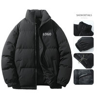 Blouson matelassé unisexe OEM à col montant avec logo personnalisé, grande taille, épais et rembourré, style streetwear d'hiver