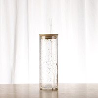 Boule à neige 12oz 16oz 20oz pré-percée à double paroi transparente peut bocal en verre gobelet à sublimation avec couvercle en bambou Vente en gros