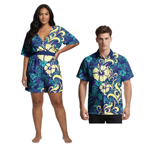 Combinaison hawaïenne <span class=keywords><strong>sexy</strong></span> pour femmes, chemises décontractées pour hommes style Tapa Samoan, vêtements unisexes à motif tribal polynésien pour amoureux, costume personnalisé pour <span class=keywords><strong>couple</strong></span> - Product Image 2