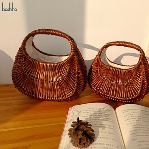 Handmade Boho <b>Bag</b> Casual Rattan Tote with Open Closure Woven <b>Wicker</b> Purse - Product Image 2