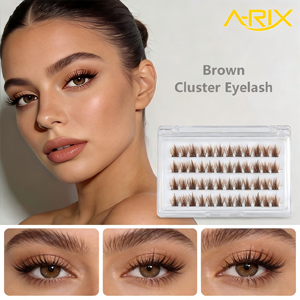A-RIX Brown Cluster Lash Kit PBT Material Waterproof <b>Reusable</b> Professional High Quality 30 Clusters with Length Adjustment Map - Product Image 5