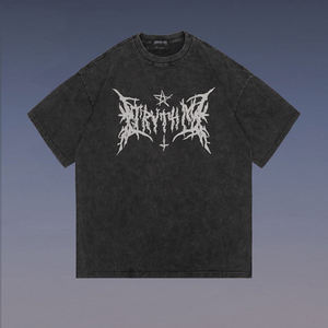 Kaus lengan pendek leher bulat katun dicuci <span class=keywords><strong>Logo</strong></span> dibuat sesuai pesanan kaus grafis cuci asam Pria antik - Product Image 5