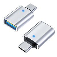 Convertisseur USB C vers A en aluminium avec lumière bleue pour appareil de type C Adaptateur USB C vers USB 3.0 OTG