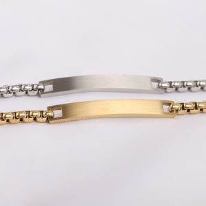 Women's <b>Gold</b> Tone Stainless Steel <b>Bracelet</b> 6mm <b>Bead</b> Chain With Engraved Plate Personalized Gift Jewelry - Product Image 3