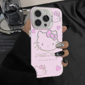 เคสโทรศัพท์ลายเฮลโลคิตตี้สีชมพูน่ารักสำหรับ iPhone 16 15 PRO MAX 14 13 12เคสหลังแข็งสไตล์การ์ตูนมีกล้องขนาดใหญ่ - Product Image 2