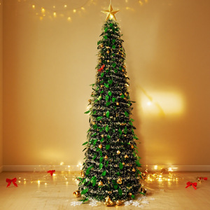 Sapin de Noël pliable en spirale, feuilles vertes rétractables, arbre pop-up, décoration de Noël, ornement de fête - Product Image 1