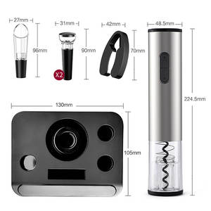 Juego de abridor de vino eléctrico de acero inoxidable, <span class=keywords><strong>sacacorchos</strong></span> automático, juego de regalo con cortador de papel de aluminio, tapón de vino al vacío - Product Image 6