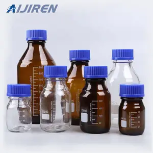 Tampa personalizada de parafuso aijiren gl45 pp, vidro de laboratório, marrom claro, 250ml, 500ml, 1000ml, preço de garrafa de armazenamento de mídia químico