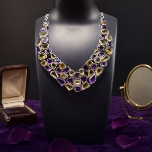 Collier en pierres facettées citrine et améthyste - Une fusion harmonieuse d'élégance et d'énergie - 521 carats - Product Image 3