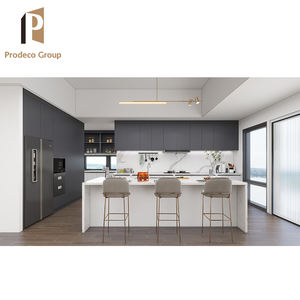 Gran oferta, laca de alto brillo, muebles de diseño moderno, juego de armario de pared de cocina en forma de <span class=keywords><strong>L</strong></span> con herrajes para el hogar - Product Image 1