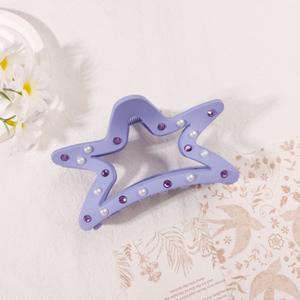 Pinza de Pelo con Forma de Estrella Colorida y Perlas de Imitación, Pinza de Plástico de 11 cm, Accesorio de Moda para el Cabello, Venta al por Mayor para Mujeres - Product Image 6