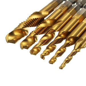 <span class=keywords><strong>Drillpro</strong></span> – Kit de 6 forets et tarauds M3-M10, forets à chanfreiner revêtus HSS 6542 en titane pour percer le métal, tige hexagonale, Chine BSCI - Product Image 6