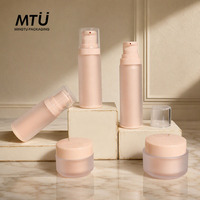 Ensemble d'emballages cosmétiques portables de luxe en plastique PP vide, flacon et pot à crème mats pour soins de la peau, avec logo personnalisé imprimé en sérigraphie, en stock