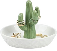 Support à bagues en céramique vert en forme d'étoile avec taille personnalisable et logo imprimable pour bijoux
